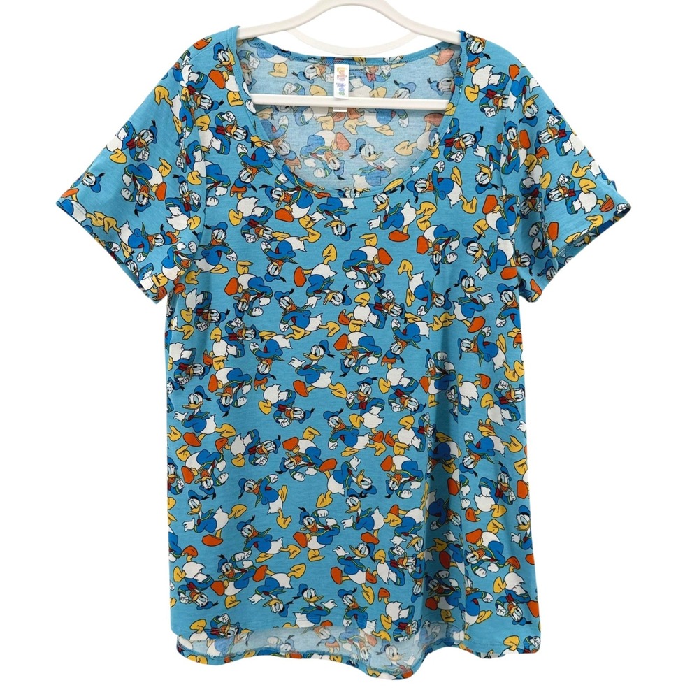 LuLaRoe Disney Donald Duck Blue Short Sleeve Scoop Neck T-Shirt Womens Large